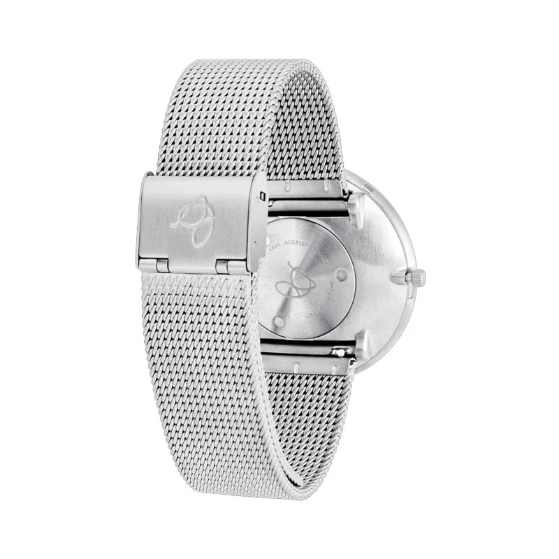Bankers watch des. Arne Jacobsen - 40mm diameter, white dial, matt steel mesh band - Image 4