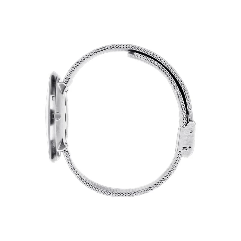 Bankers watch des. Arne Jacobsen - 40mm diameter, white dial, matt steel mesh band - Image 5