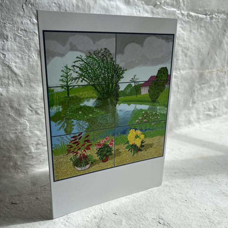 Water Lilies in the Pond with Pots of Flowers Greetings Cards by David Hockney - pack of 5 - Image 3