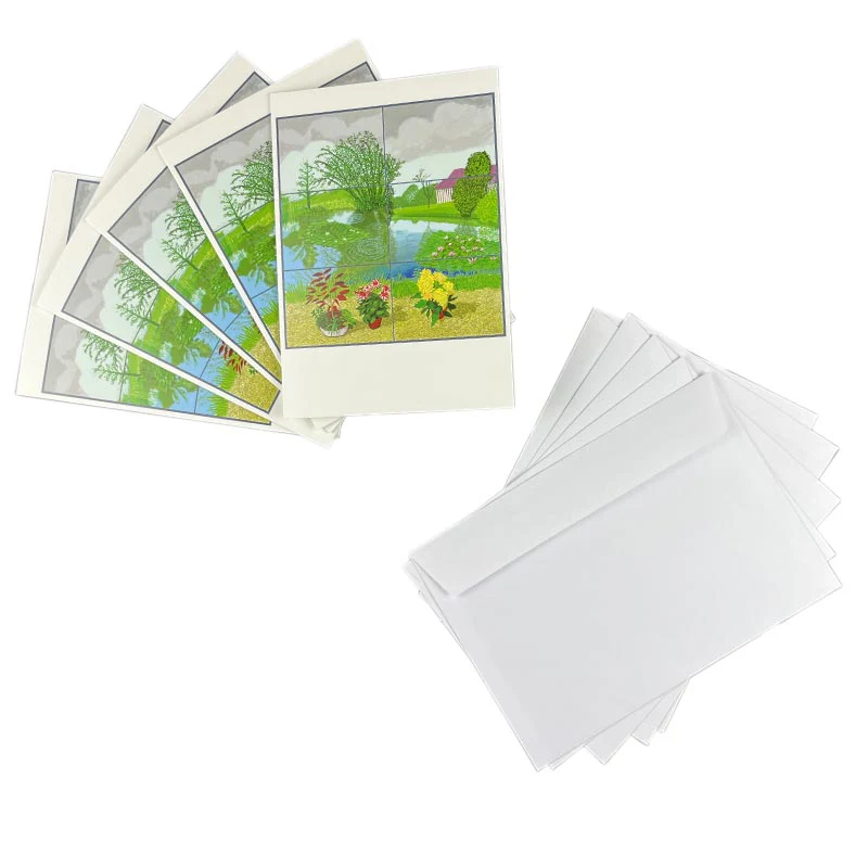 Water Lilies in the Pond with Pots of Flowers Greetings Cards by David Hockney - pack of 5 - Image 4