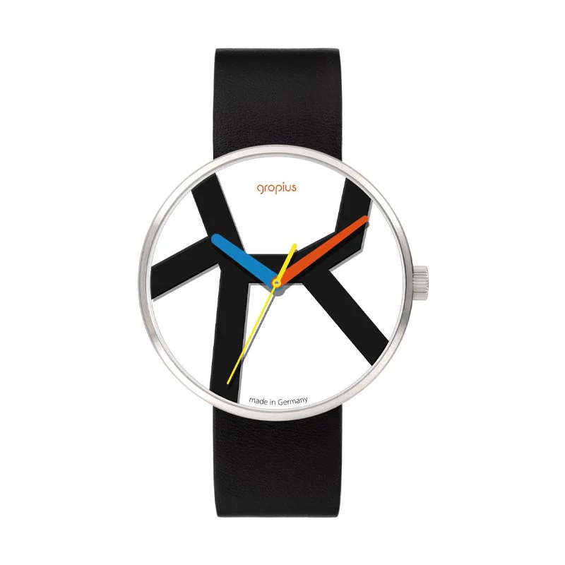 Move Watch by Walter Gropius - Black Leather Strap - Image 3