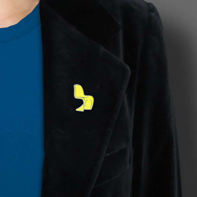 Yellow Panton Chair Cloisonné Enamel Pin Badge - Image 4
